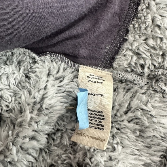 Soft Surroundings Luxe Faux Sherpa 1/4 Zip Pullover Gray Soft Pockets Women's L - Picture 10 of 11